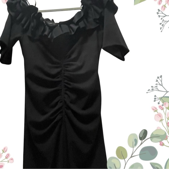 Xscape dress 16W black off shoulder elbow sleeve back zip built in bra back slit - Picture 7 of 16